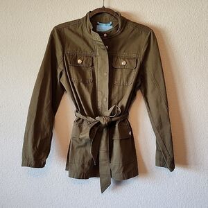 Draper James Women's Olive Green Belted Zippered 100% Cotton Jacket in Size S